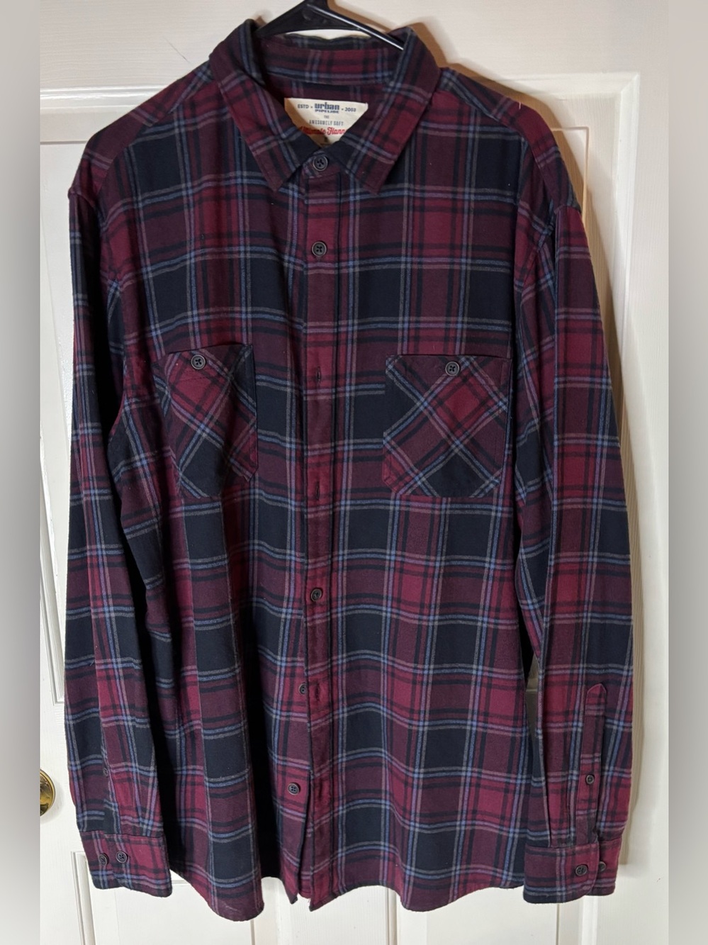 Men’s Urban Pipeline Long Sleeve Flannel Shirt Size XL pre-owned